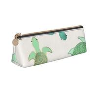 JRBWTDBW Turtle Write Leather Pencil Case Slim Design Pen Bag with Metallic Zipper Pocket Size for Or Student Office College Middle School Pen Pouch