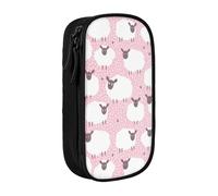 JRBWTDBW White Sheep On Pink Background Pencil Case for Students Girls Boys Large Capacity Adult Pen Maker Pencil Pouch Office Organizer Simple Durable Multifunctional Pencil Bag