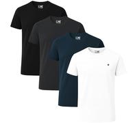 JRC Just Royal Clothing Pack of 4 Mens Short Sleeve Crewneck T-Shirts, Casual Round Neck Tops (White, Black, Mid Night, Charcoal, 2XL)