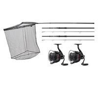 JRC Rova Carp Fishing Set Up - A Quality Carp Combo Including 10ft 3lb Test Curve Rods, 7000 Reels, Landing Net and Landing Net Handle, Designed for Stealthy Tactics When Carp Fishing, Unisex, Black