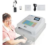 Jrcfnss 48-Key Dustproof Keyboard Electronic Cash Register with Drawer & LED Display, Commercial Cash Register for Supermarket Bar Retail Shop Use