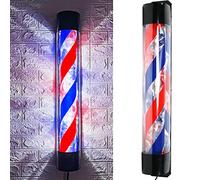 Jrcfnss Barber Pole Rotating Light, 90cm Salon Sign Illuminated Red Blue White Stripe LED Lamp, Retro Style Waterproof Wall Mounted Lamp for Hair Salon Porch Lighting