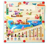 JRD&BS WINL Magnetic Wooden Maze Game for Toddlers Fine Motor Skills Toys Color and Number Maze for Kids Montessori Toys for 4-8 Year Old Educational Toys Preschoolers Puzzle Board (Ocean)