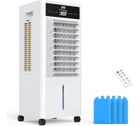 JRD Portable Air Conditioner, Portable Evaporative Air Cooler with Remote, 12H Timer, 4 Ice Pack, 2.4Gal Tank, 4 Mode&3 Speed, Mist Function, Swamp Cooler Cooling Fan for Bedroom Home Office Garage