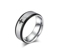 JREHIC Men's Our Father Lords Prayer Ring Band in English Stainless Steel Ring with Cross, No Gemstone