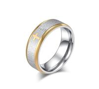 JREHIC Men's Our Father Lords Prayer Ring Band in English Stainless Steel Ring with Cross, No Gemstone