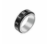 JREHIC Roman Numerals Design Spinner Rings Fidget Anxiety Worry Band Rings for Men Women, Size 6-13, Metal, No Gemstone