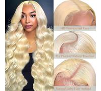 Jreitsere Blonde 613 Lace Front Wigs Human Hair Body Wave 13x4 Blonde Lace Frontal Wigs Brazilian Glueless 613 Blonde Natural Looking Curly Hair Wig Pre Plucked with Baby Hair 18 Inch