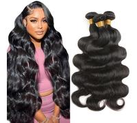 Jreitsere Body Wave Human Hair Bundles 16-20 Inch, 3 Bundles, 12A Grade, 100% Unprocessed Brazilian Virgin Hair Extensions for Black Women