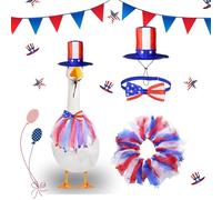 JRELECS Goose Independence Day Costume 3 Pcs Goose Outfits Porch Goose Goose Costume 4th of July Style Goose Outfit Including Bow Tie and Hat for Lawn Patio (B Style)