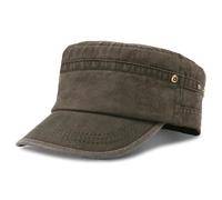JremPan Military Hats for Men - Washed Cotton Military Caps Cadet Army Cap Vintage Adjustable Flat Top Cap, Olive Green, One size