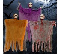 Jremreo 3 Pack 80cm Hanging Grim Reaper Decorations, Halloween Skeleton Props with Cloaks, Indoor Outdoor Yard Decor for Parties, Haunted House, Scary Tree Ornament Favours