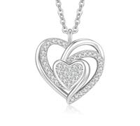 Jrêveinfini Elegant 925 Sterling Silver Heart Necklace with Cubic Zirconia - Symbol of Love, Friendship and Everlasting Bond - Gift for Your Loved Ones, Sterling Silver Cubic Zirconia, Cubic Zirconia
