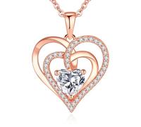 Jrêveinfini Elegant Heart Pendant Necklace Made of 925 Sterling Silver with Cubic Zirconia - Diamond-Like Shine, Gift for Your Loved Ones, Sterling Silver Cubic Zirconia, Cubic Zirconia