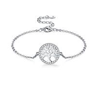 Jrêveinfini Tree of Life Bracelet for Women Girls Sterling Silver 925 Best Friendship Bracelet Charms Personalised Adjustable Granddaughter Auntie Protection Bracelet Mum Sister