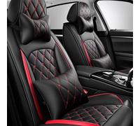 Jrfeng Leather Car Seat Covers Full Set for VW ID4 2020-2025, Car Seat Cushions Protectors for Front Rear Seat Complete Set Interior Accessories, red- deluxe