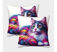 JRHSADBOP Cat 3D Printed Pillow Covers Modern Decor Home Decorations Square Cute Pet Cushion Cases Pack of 2 for Sofa Couch Car 40x40cm