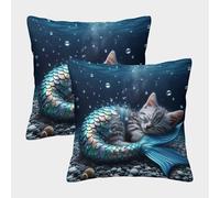 JRHSADBOP Cat 3D Printed Pillow Covers Modern Decor Home Decorations Square Cute Pet Cushion Covers Set of 2 for Couch Sofa Bed Living Room 40x40cm