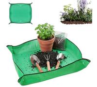 JRHSLCXLT Plant Repotting Mat 100x100cm Waterproof Gardening Mat, Foldable Indoor Potting Mat with Corner Buttons, Thick PE Planting Tarp for Soil Changing, Succulent Repotting, Balcony Gardening