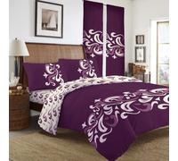 JRI 4 Piece Qaisiria Chelsea Purple Duvet Cover Bedding Set Plain Luxury Set Include (1xDuvet Cover, 1xFitted Sheet, 2x Pillow Case)-Double - (Same Day Dispatch)