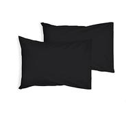 JRI® 50% COTTON AND 50% POLYESTER HOUSE WIFE PILLOW CASES-MACHINE WASHABLE-Pack of 2-BLACK - (Same Day Dispatch)