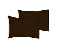 JRI® 50% COTTON AND 50% POLYESTER HOUSE WIFE PILLOW CASES-MACHINE WASHABLE-Pack of 2-CHOCOLATE BROWN - (Same Day Dispatch)