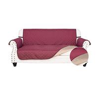 JRI Deals 3-seater Reversible Quilted Sofa Cover for Bedding Sofa water resistant with Adjustable Elastic Straps serve as a Sofa Protector for Households from Pets and Children (Maroon/Beige)