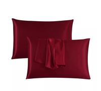 JRI Silk Satin Pillow Cases 2 Pack BURGUNDY,Silky Pillowcases Soft and Cozy Standard Pillow Covers Dyed in Trendy Colors-Size (50 x 75 cm)