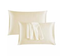 JRI Silk Satin Pillow Cases 2 Pack CREAM, Silky Pillowcases Soft and Cozy Standard Pillow Covers Dyed in Trendy Colors-Size (50 x 75 cm)