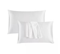 JRI Silk Satin Pillow Cases 2 Pack WHITE, Silky Pillowcases Soft and Cozy Standard Pillow Covers Dyed in Trendy Colors-Size (50 x 75 cm)