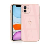 JRIANY for iPhone 11 Case, Protective Flexible Silicone Case with Cute Design Love Heart Pattern Shockproof Bumper Cover Compatible with Apple iPhone 11 - Pink