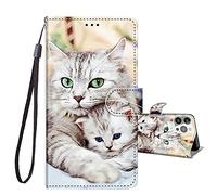 JRIANY for iPhone 13 Pro Case [6.1-inch] [Not for iPhone 13], PU Leather Wallet Case with Card Holder Animal Pattern Cute Design Shockproof Cover Flip Case Compatible with iPhone 13 Pro - Cats D