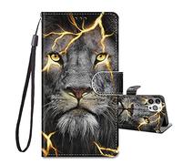 JRIANY for iPhone 13 Pro Case [6.1-inch] [Not for iPhone 13], PU Leather Wallet Case with Card Holder Animal Pattern Cute Design Shockproof Cover Flip Case Compatible with iPhone 13 Pro - Lion