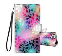 JRIANY for iPhone 13 Pro Case [6.1-inch] [Not for iPhone 13], PU Leather Wallet Case with Card Holder Animal Pattern Cute Design Shockproof Cover Flip Case Compatible with iPhone 13 Pro - Leaves H
