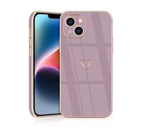 JRIANY for iPhone 14 Case, Protective Flexible Silicone Case with Cute Design Love Heart Pattern Shockproof Bumper Cover Compatible with Apple iPhone 14 - Purple A