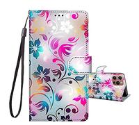 JRIANY for iPhone 14 Pro Max Case 6.7-inch, PU Leather Wallet Case with Card Holder Animal Pattern Cute Design Shockproof Cover Flip Case Compatible with Apple iPhone 14 Pro Max - Flower B