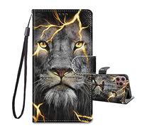 JRIANY for iPhone 14 Pro Max Case 6.7-inch, PU Leather Wallet Case with Card Holder Animal Pattern Cute Design Shockproof Cover Flip Case Compatible with Apple iPhone 14 Pro Max - Lion