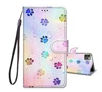 JRIANY for iPhone 14 Pro Max Case 6.7-inch, PU Leather Wallet Case with Card Holder Animal Pattern Cute Design Shockproof Cover Flip Case Compatible with Apple iPhone 14 Pro Max - Pawprint