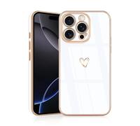 JRIANY for iPhone 16 Pro Max Case, Protective Flexible Silicone Case with Cute Design Love Heart Pattern Shockproof Bumper Cover Compatible with Apple iPhone 16 Pro Max 6.9 inch - White
