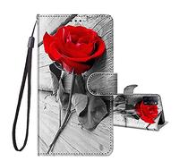 JRIANY For OPPO A16 / A16S / A54S Phone Case, PU Leather Wallet Case with Card Holder Animal Pattern Cute Design Shockproof Cover Flip Case Compatible with OPPO A55 5G / A53s 5G / A54 4G, Rose