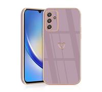 JRIANY for Samsung Galaxy A34 5G Case, Protective Flexible Silicone Case with Cute Design Love Heart Pattern Shockproof Bumper Cover Compatible with Samsung A34 - Deep Purple