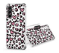 JRIANY for Samsung Galaxy A37 5G Clear Case, Soft TPU Silicone Protective Cover with Cute Pretty Colorful Heart Pattern Design Shockproof Bumper Slim Phone Case for Samsung A37 5G - Love Leopard