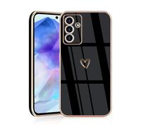 JRIANY for Samsung Galaxy A55 5G Case, Protective Flexible Silicone Case with Cute Design Love Heart Pattern Shockproof Bumper Cover Compatible with Galaxy A55 - Black