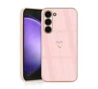 JRIANY for Samsung Galaxy S23 5G Case, Protective Flexible Silicone Case with Cute Design Love Heart Pattern Shockproof Bumper Cover Compatible with Samsung S23 - Light Pink
