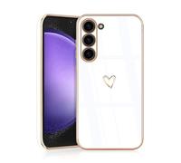 JRIANY for Samsung Galaxy S23 5G Case, Protective Flexible Silicone Case with Cute Design Love Heart Pattern Shockproof Bumper Cover Compatible with Samsung S23 - White
