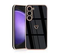 JRIANY for Samsung Galaxy S23 5G Case, Protective Flexible Silicone Case with Cute Design Love Heart Pattern Shockproof Bumper Cover Compatible with Samsung S23 - Black