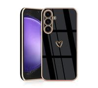 JRIANY for Samsung Galaxy S23 FE 5G Case, Protective Flexible Silicone Case with Cute Design Love Heart Pattern Shockproof Bumper Cover Compatible with Samsung S23 FE - Black