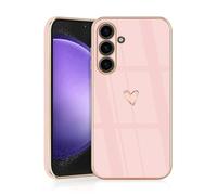 JRIANY for Samsung Galaxy S23 FE 5G Case, Protective Flexible Silicone Case with Cute Design Love Heart Pattern Shockproof Bumper Cover Compatible with Samsung S23 FE - Pink
