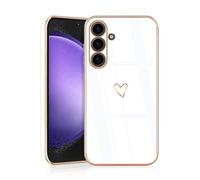 JRIANY for Samsung Galaxy S23 FE 5G Case, Protective Flexible Silicone Case with Cute Design Love Heart Pattern Shockproof Bumper Cover Compatible with Samsung S23 FE - White