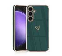 JRIANY for Samsung Galaxy S23 FE 5G Case, Protective Flexible Silicone Case with Cute Design Love Heart Pattern Shockproof Bumper Cover Compatible with Samsung S23 FE - Green